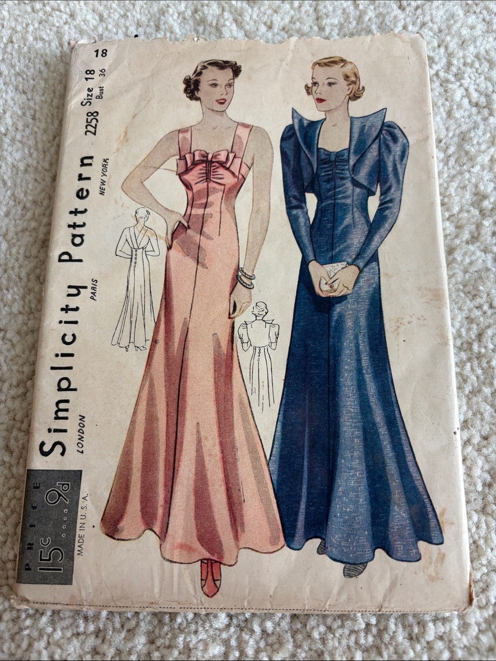 Simplicity Vintage-Maxi Dress and bolero Patterns, bust 36 inches